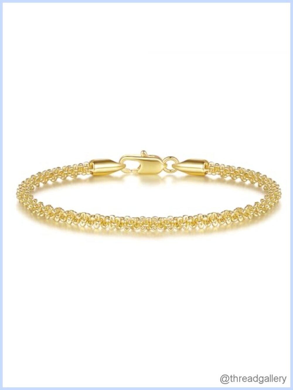 14K Gold Plated Star Link Chain Bracelet Lobster Clasp 7 Inches